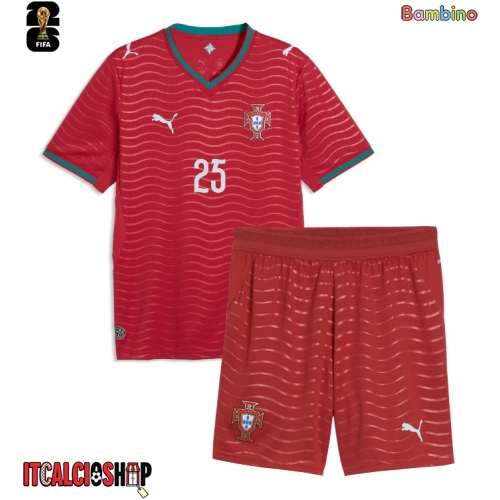 Portogallo Nuno Mendes #25 Prima Maglia Bambino Mondiali 2026 Manica Corta (+ Pantaloni corti)